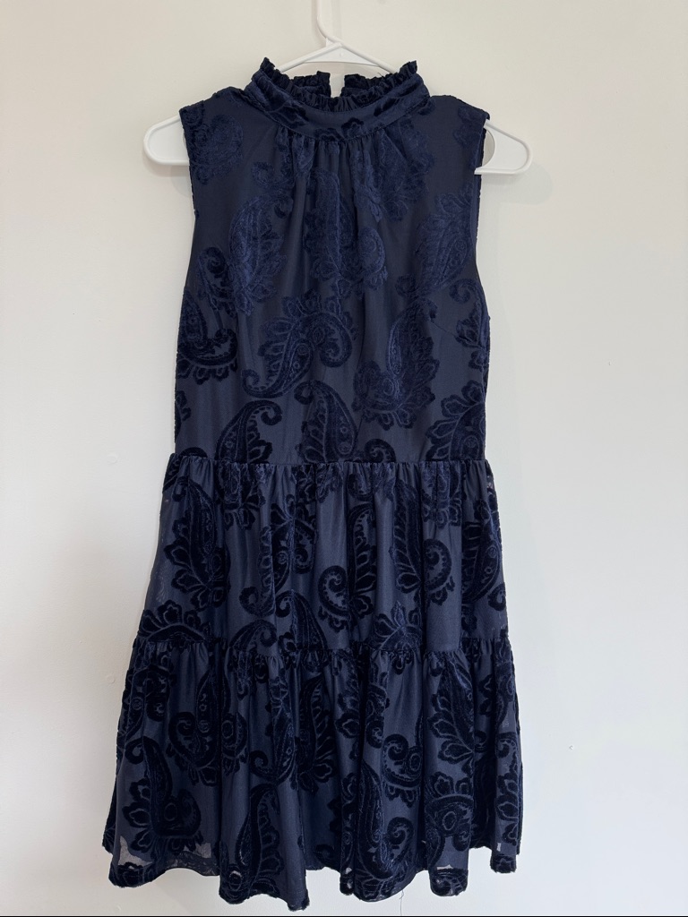 Navy Velvet Burnout Tiered Mini Dress - Aqua From Bloomingdaleâs